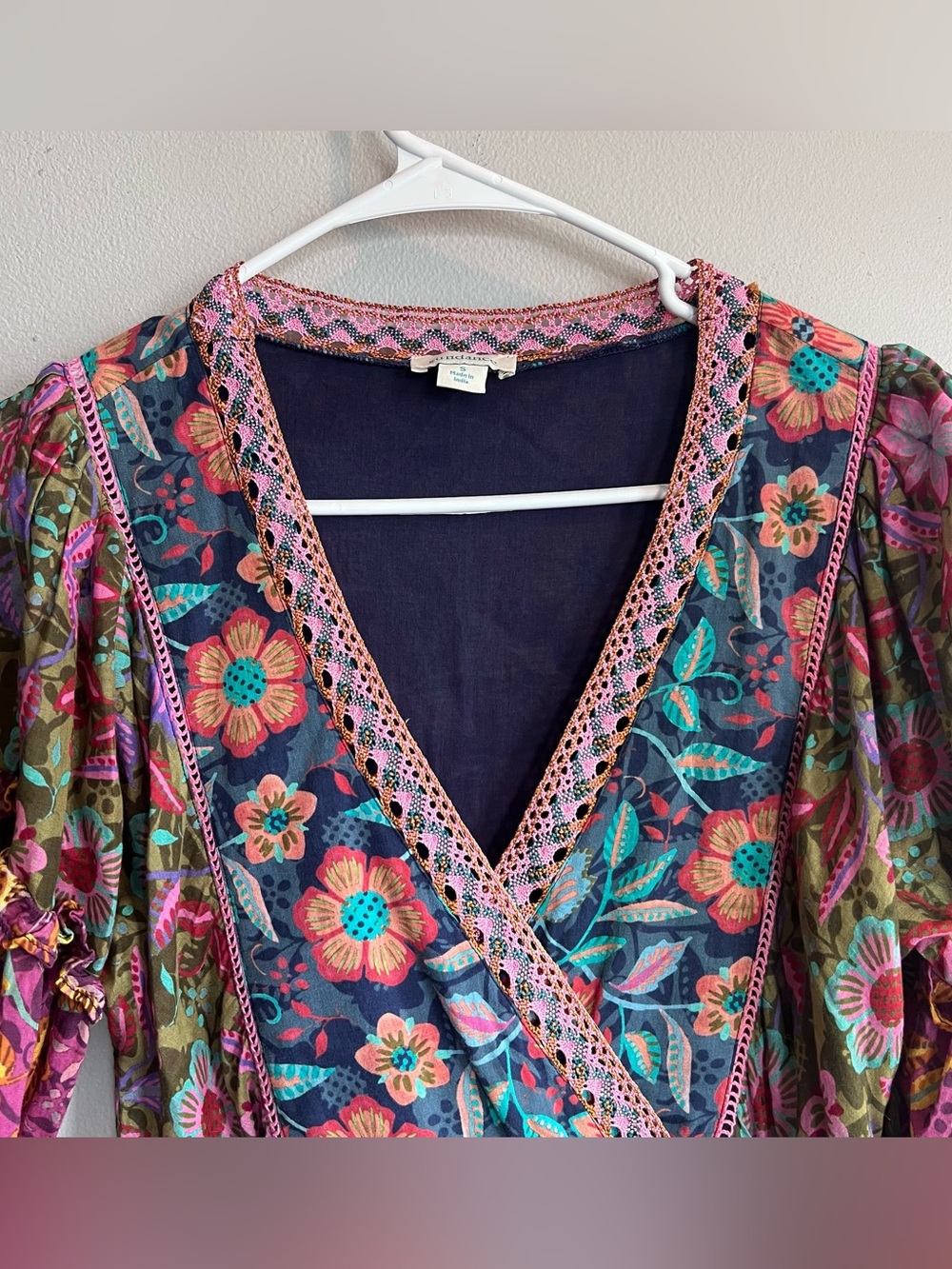 Sundance Tropic Dreams Floral Block Print Tiered Midi Dress S Cotton - Picture 6 of 11